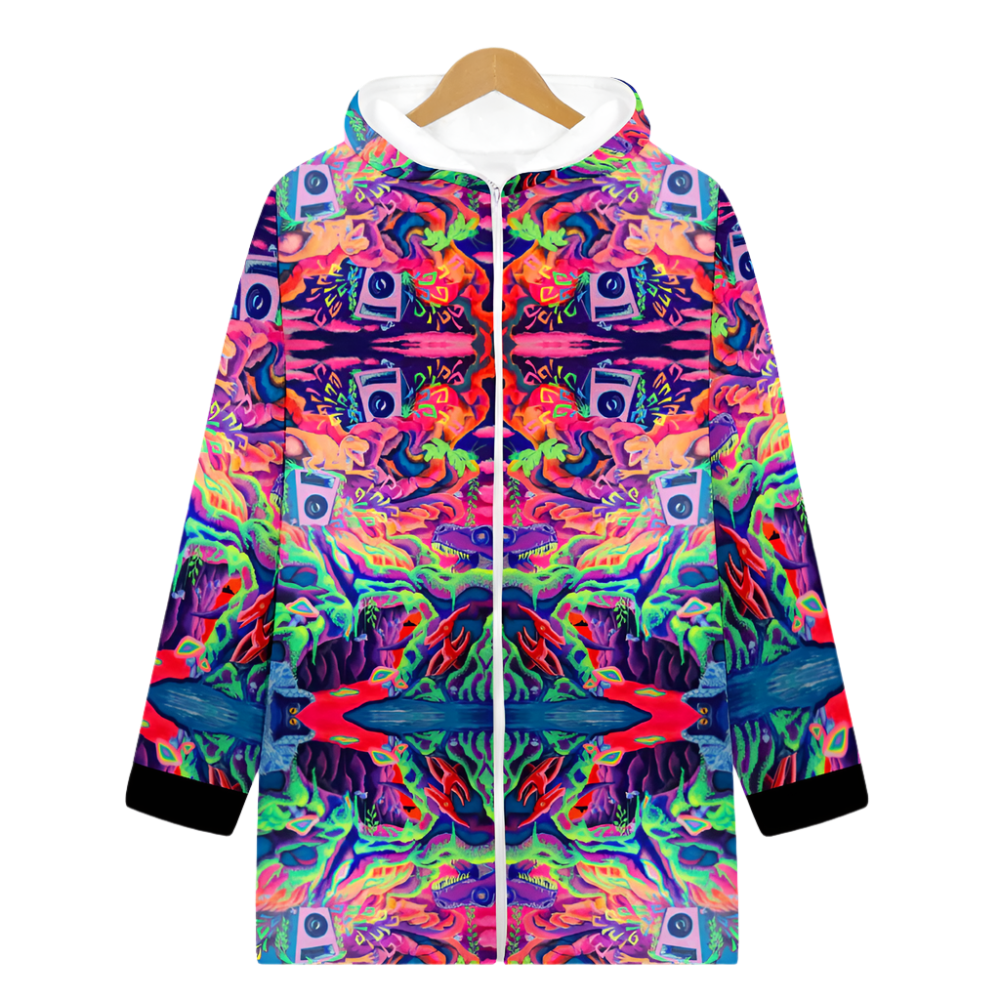 Colorful jacket with abstract design on a white background