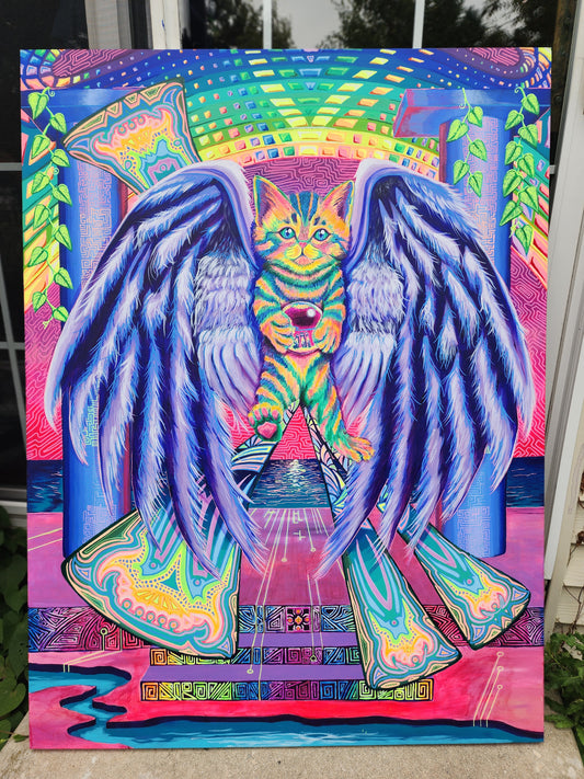 Blacklight reactive acrylic on canvas painting by anna villarreal