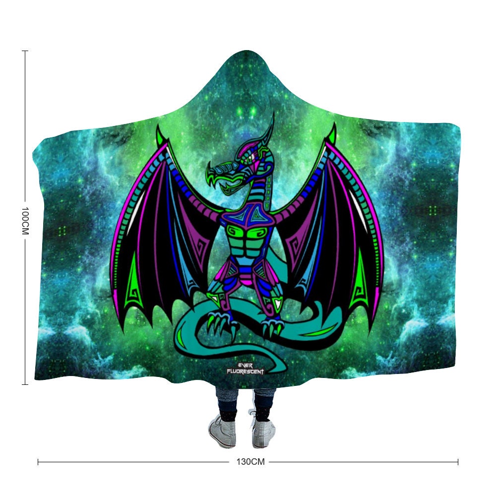Electric Dragon Fleece Hooded Blanket