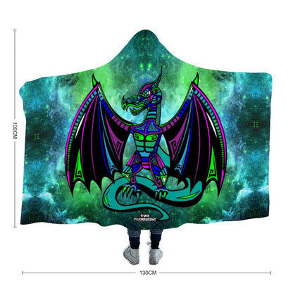 Electric Dragon Fleece Hooded Blanket