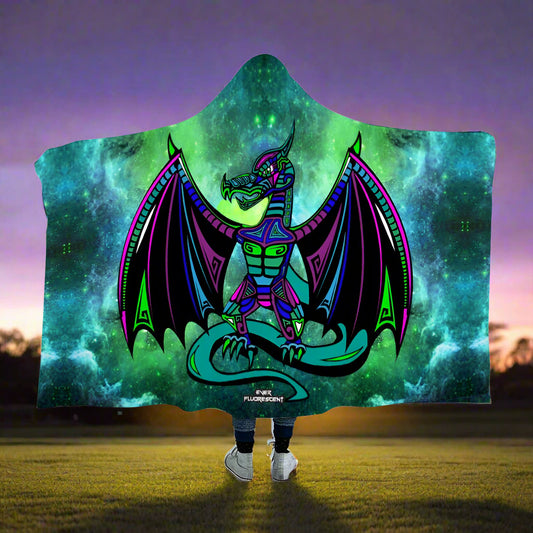 Electric Dragon Fleece Hooded Blanket