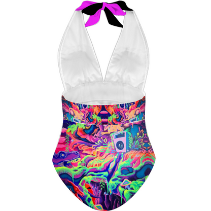 back of lost dinos swim suit