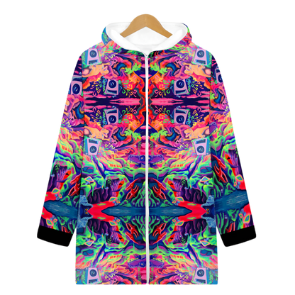 Colorful jacket with abstract design on a white background