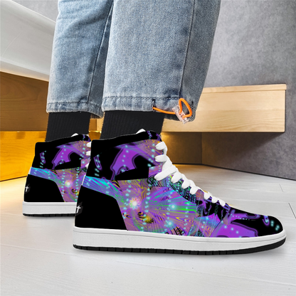 purple and black tennis shoe