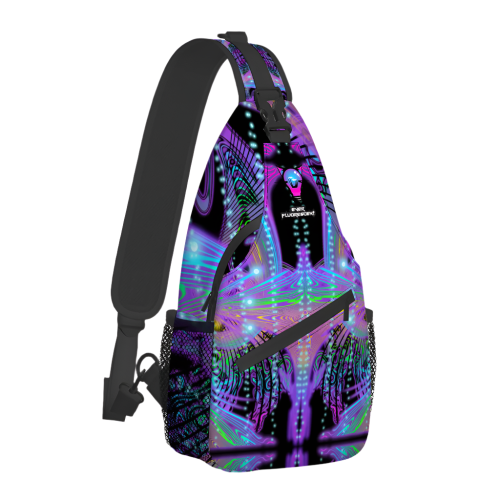 Neon patterned sling bag on a white background